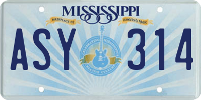 MS license plate ASY314