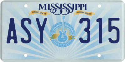 MS license plate ASY315