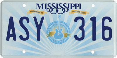 MS license plate ASY316
