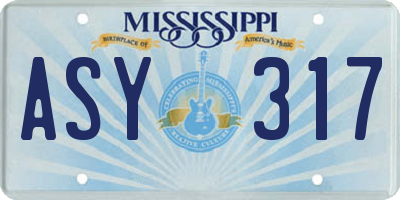 MS license plate ASY317