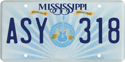 MS license plate ASY318