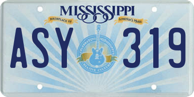 MS license plate ASY319