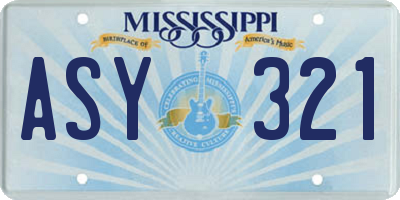 MS license plate ASY321
