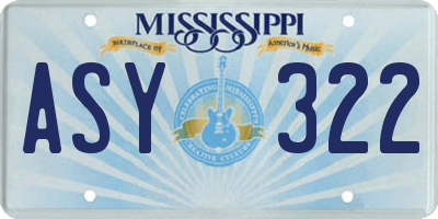 MS license plate ASY322