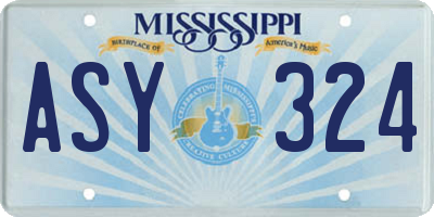 MS license plate ASY324