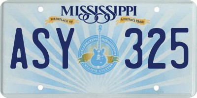 MS license plate ASY325