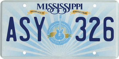 MS license plate ASY326