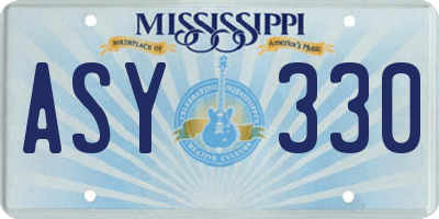 MS license plate ASY330