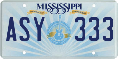 MS license plate ASY333