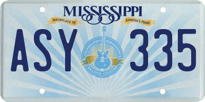 MS license plate ASY335