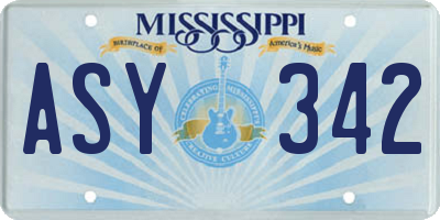 MS license plate ASY342
