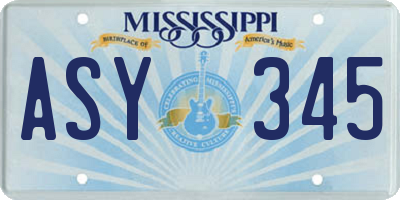 MS license plate ASY345