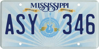 MS license plate ASY346