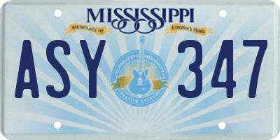 MS license plate ASY347