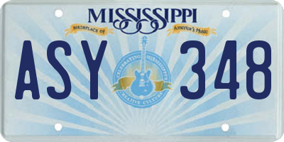 MS license plate ASY348