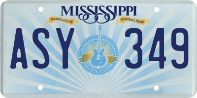MS license plate ASY349