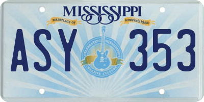 MS license plate ASY353