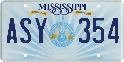 MS license plate ASY354