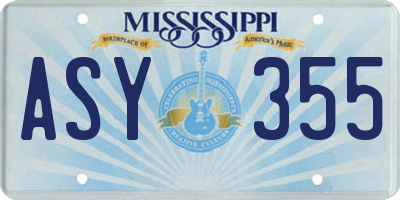 MS license plate ASY355