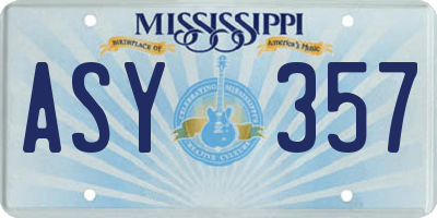 MS license plate ASY357