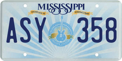 MS license plate ASY358