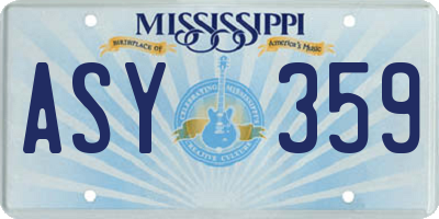 MS license plate ASY359