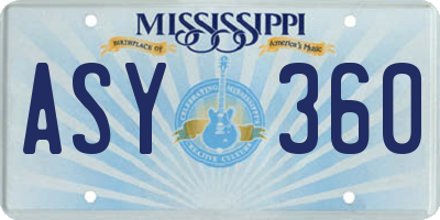 MS license plate ASY360