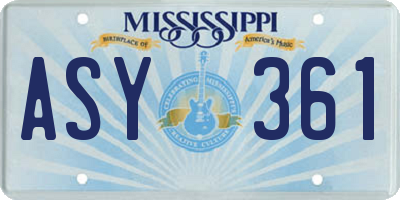MS license plate ASY361