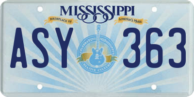 MS license plate ASY363