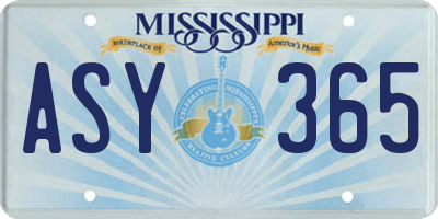 MS license plate ASY365