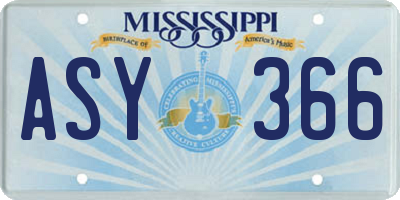 MS license plate ASY366