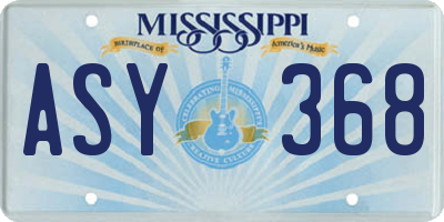 MS license plate ASY368