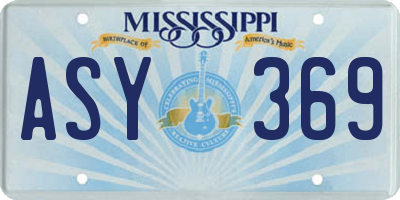 MS license plate ASY369