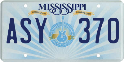 MS license plate ASY370