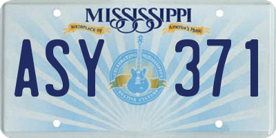 MS license plate ASY371