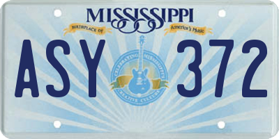 MS license plate ASY372