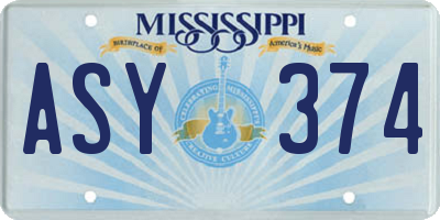 MS license plate ASY374