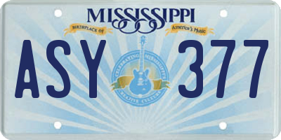 MS license plate ASY377