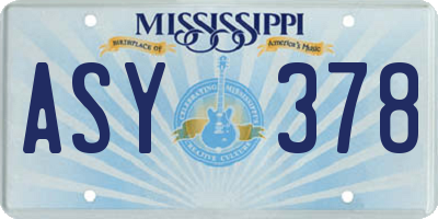 MS license plate ASY378