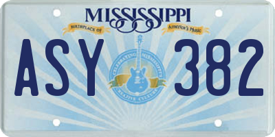 MS license plate ASY382
