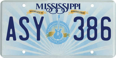 MS license plate ASY386