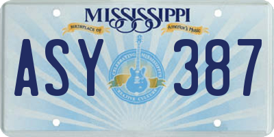 MS license plate ASY387
