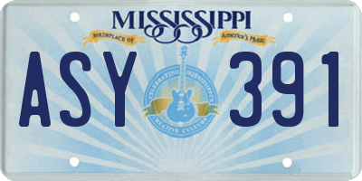MS license plate ASY391