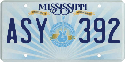 MS license plate ASY392