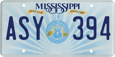 MS license plate ASY394