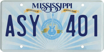MS license plate ASY401