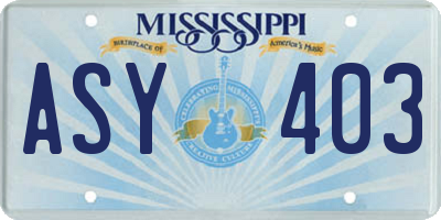 MS license plate ASY403