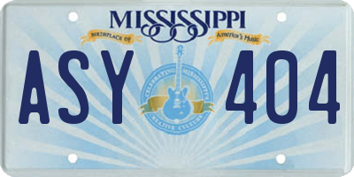 MS license plate ASY404