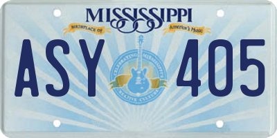 MS license plate ASY405