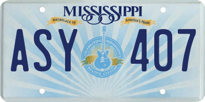 MS license plate ASY407